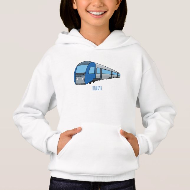 Electric train cartoon illustration kids' apron hoodie (Front)