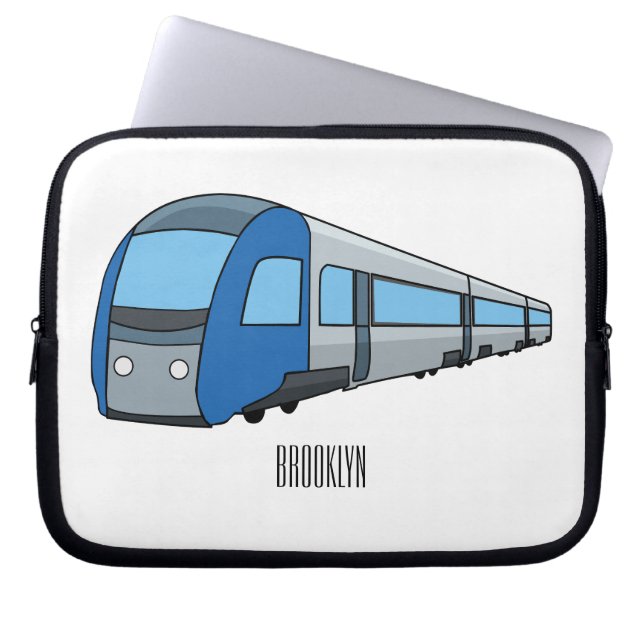 Electric train cartoon illustration laptop sleeve (Front)