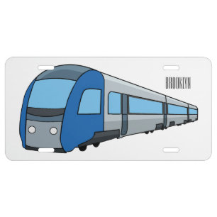 Electric train cartoon illustration license plate