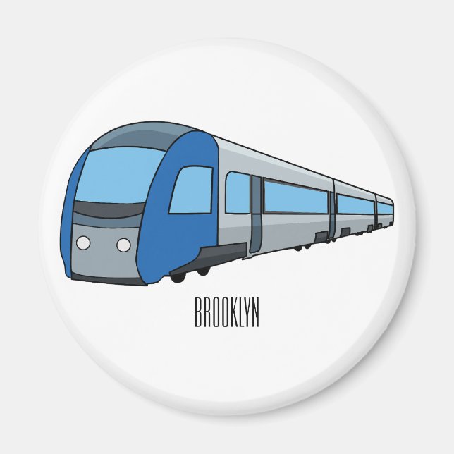 Electric train cartoon illustration  magnet (Front)