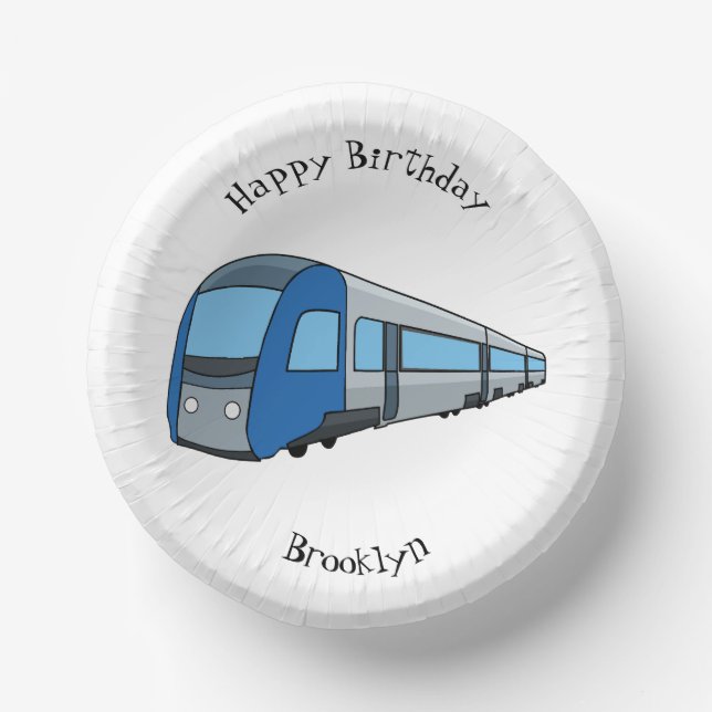 Electric train cartoon illustration paper bowls (Front)
