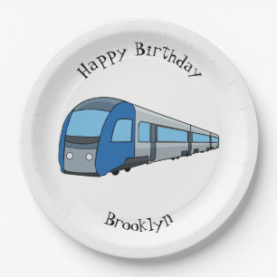 Electric train cartoon illustration paper plates