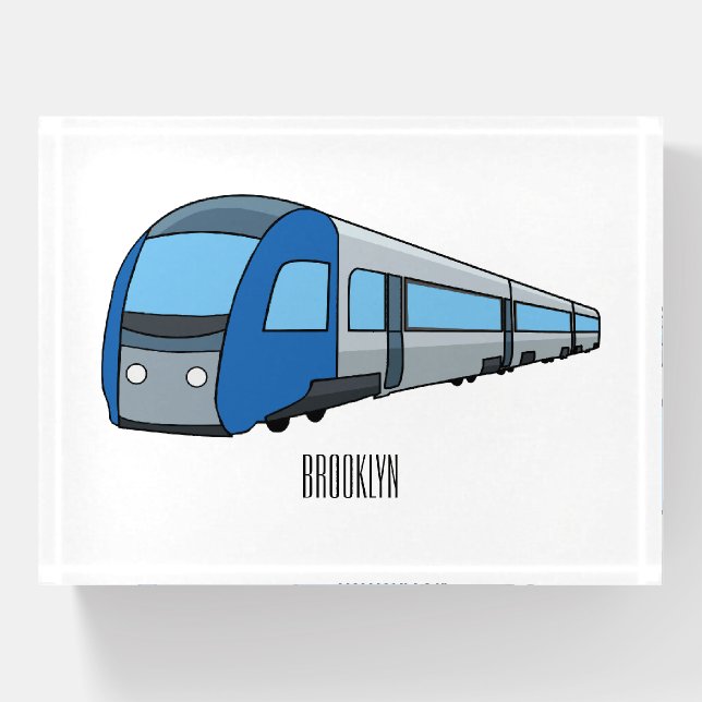Electric train cartoon illustration paperweight (Front)