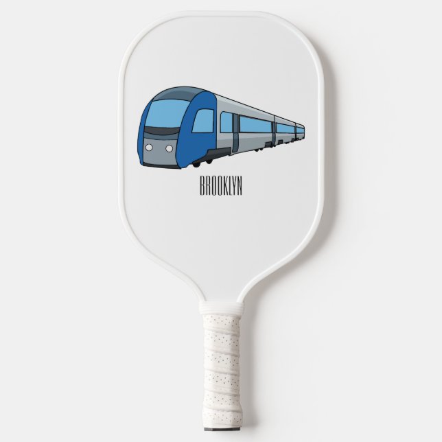 Electric train cartoon illustration pickleball paddle (Front)