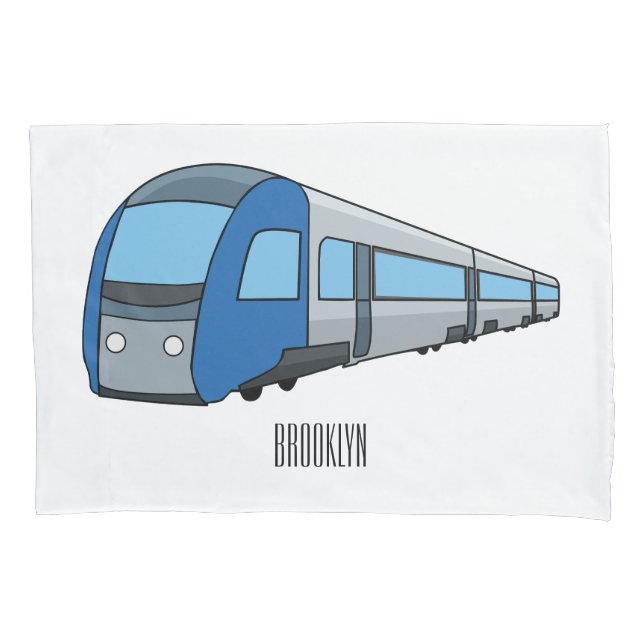 Electric train cartoon illustration pillow case (Front)
