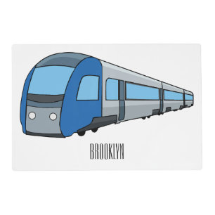 Electric train cartoon illustration placemat