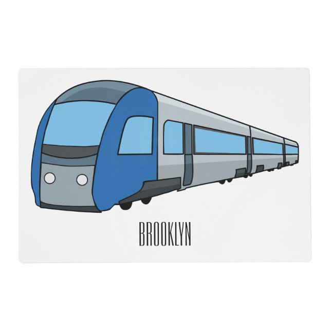 Electric train cartoon illustration placemat (Front)