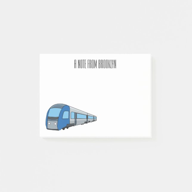 Electric train cartoon illustration post-it notes (Front)