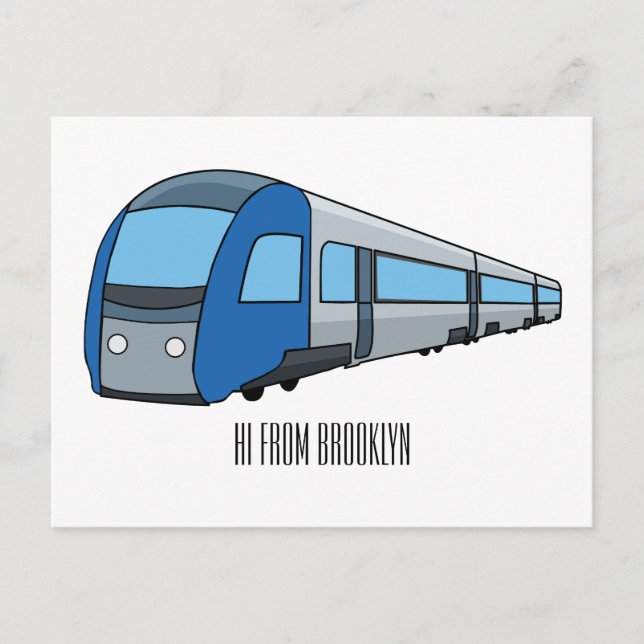 Electric train cartoon illustration postcard (Front)