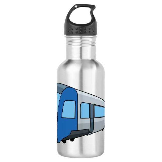 Electric train cartoon illustration stainless steel water bottle (Front)