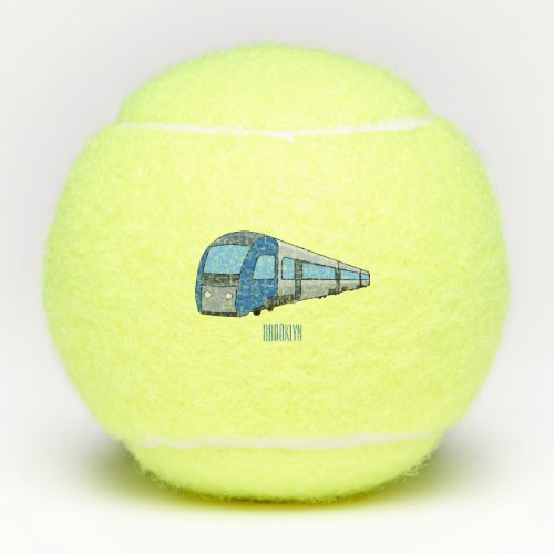 Electric train cartoon illustration tennis balls