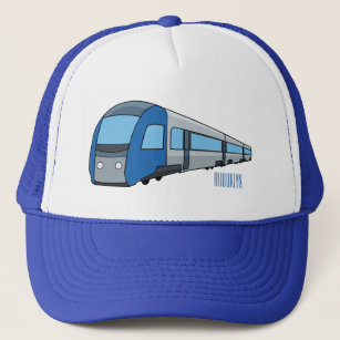 Electric train cartoon illustration trucker hat
