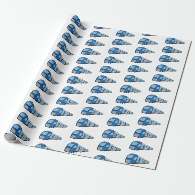 Electric train cartoon illustration wrapping paper (Unrolled)