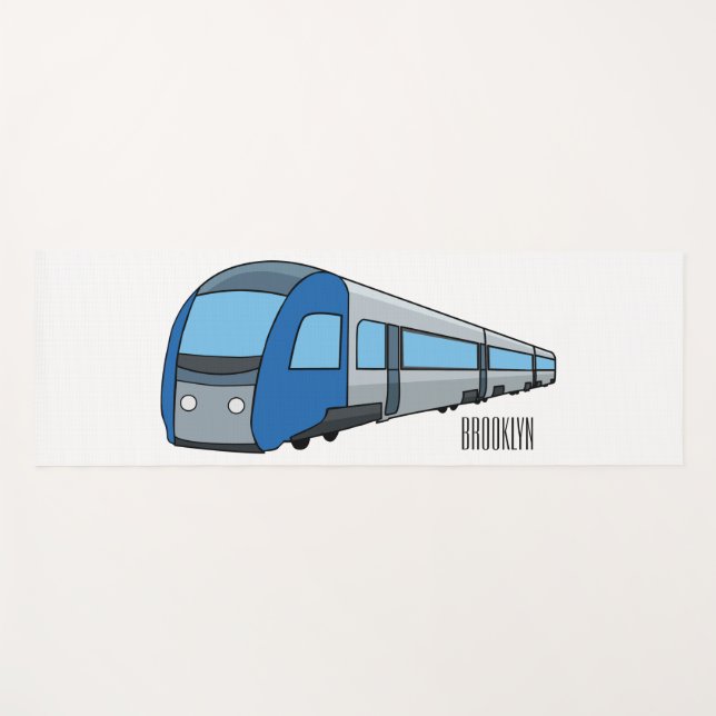 Electric train cartoon illustration yoga mat (Front (Horizontal))