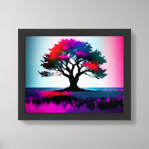 Electric Tree of Life with Pinks and Reds Framed Art