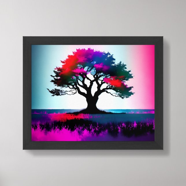 Electric Tree of Life with Pinks and Reds Framed Art (Framed Front)