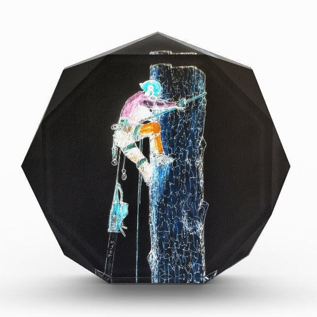 Electric  Tree Surgeon Arborist chainsaw Acrylic Award (Front)