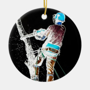 Electric Tree Surgeon Arborist chainsaw Ceramic Ornament
