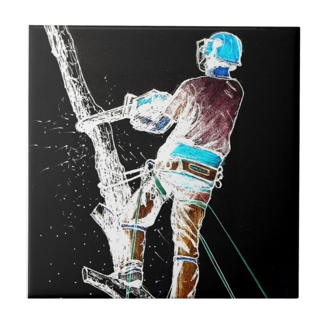Electric Tree Surgeon Arborist christmas present Tile
