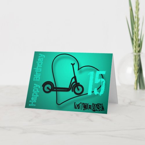 Electric Trotinette 15th Birthday name Card