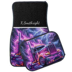 Electric Truck Lightning Storm Purple Car Floor Mat