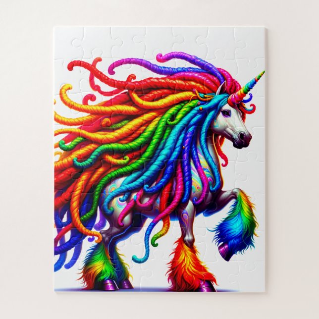 Electric Unicorn Rainbow Mane Jigsaw Puzzle (Vertical)