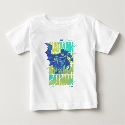Electric Up Batman Running Through Typography Baby T_Shirt