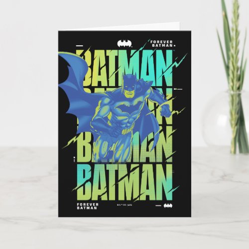 Electric Up Batman Running Through Typography Card
