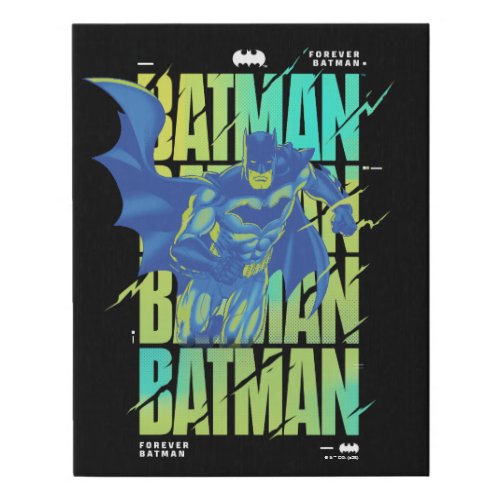 Electric Up Batman Running Through Typography Faux Canvas Print