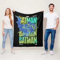 Electric Up Batman Running Through Typography Fleece Blanket | Zazzle