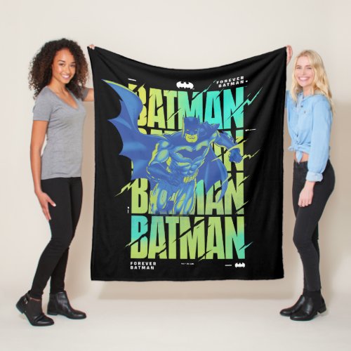 Electric Up Batman Running Through Typography Fleece Blanket