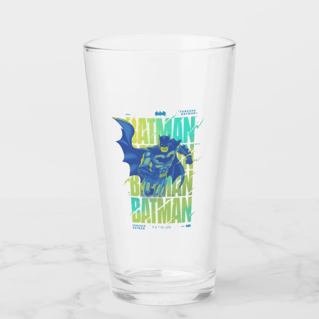 Electric Up Batman Running Through Typography Glass (Front)