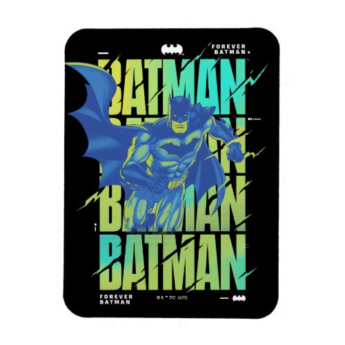 Electric Up Batman Running Through Typography Magnet