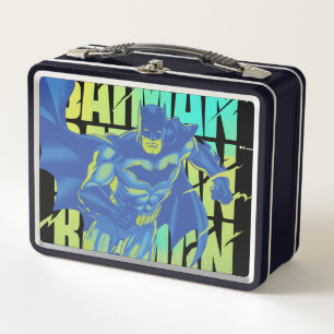 Electric Up Batman Running Through Typography Metal Lunch Box