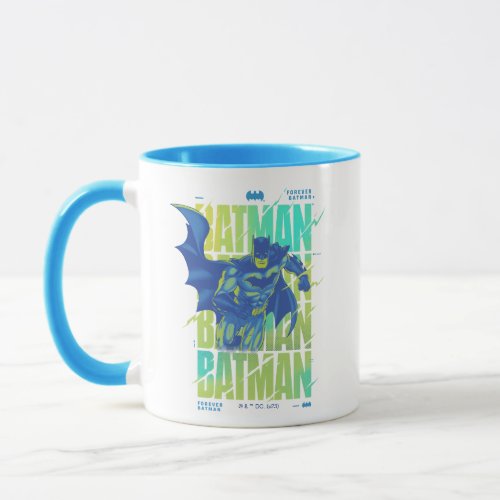 Electric Up Batman Running Through Typography Mug