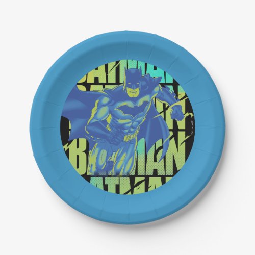 Electric Up Batman Running Through Typography Paper Plates