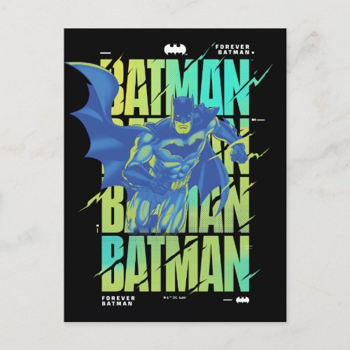 Electric Up Batman Running Through Typography Postcard