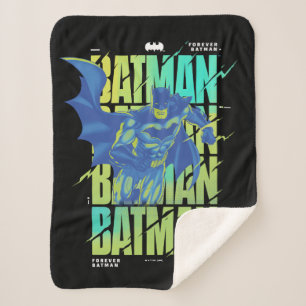 Electric Up Batman Running Through Typography Sherpa Blanket