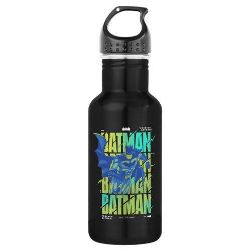 Electric Up Batman Running Through Typography Stainless Steel Water Bottle