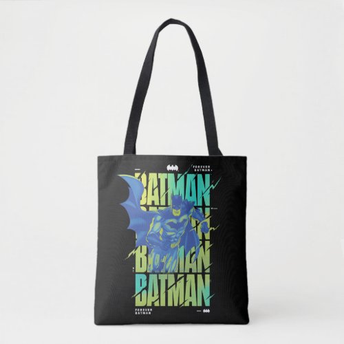 Electric Up Batman Running Through Typography Tote Bag