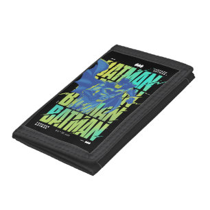 Electric Up Batman Running Through Typography Tri-fold Wallet