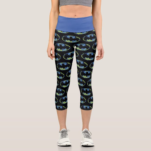 Electric Up Batman Symbol Capri Leggings (Front)