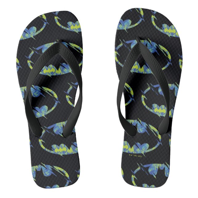 Electric Up Batman Symbol Flip Flops (Footbed)