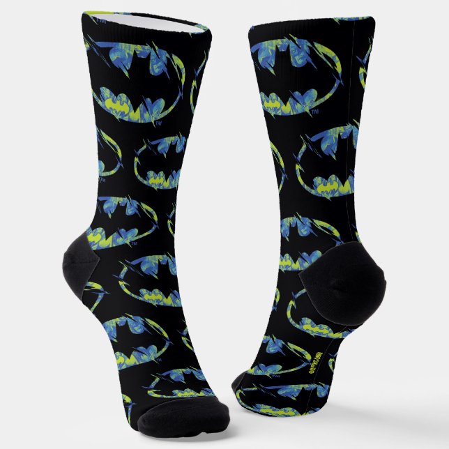 Electric Up Batman Symbol Socks (Angled)