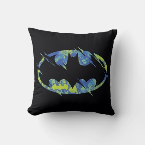 Electric Up Batman Symbol Throw Pillow