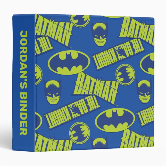 Electric Up Batman - The Dark Knight Pattern 3 Ring Binder (Front/Spine)