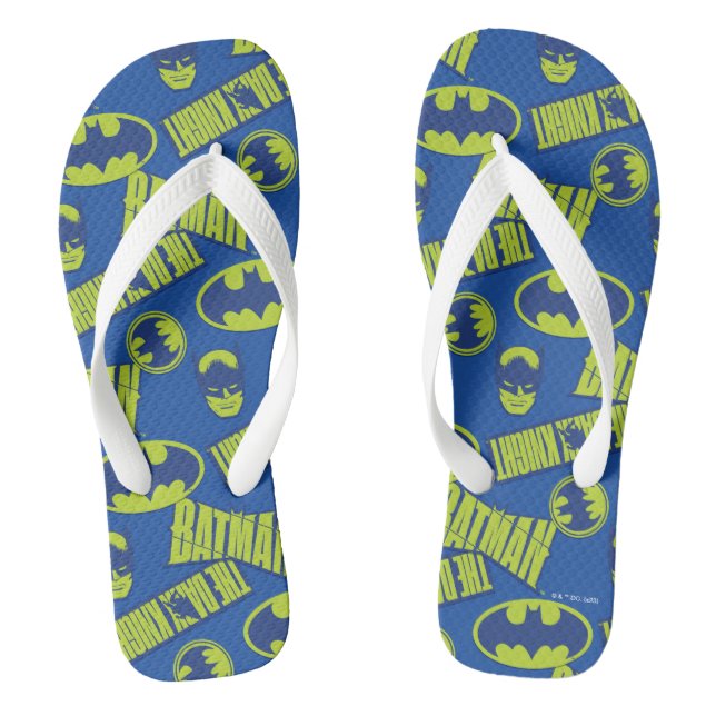 Electric Up Batman - The Dark Knight Pattern Flip Flops (Footbed)