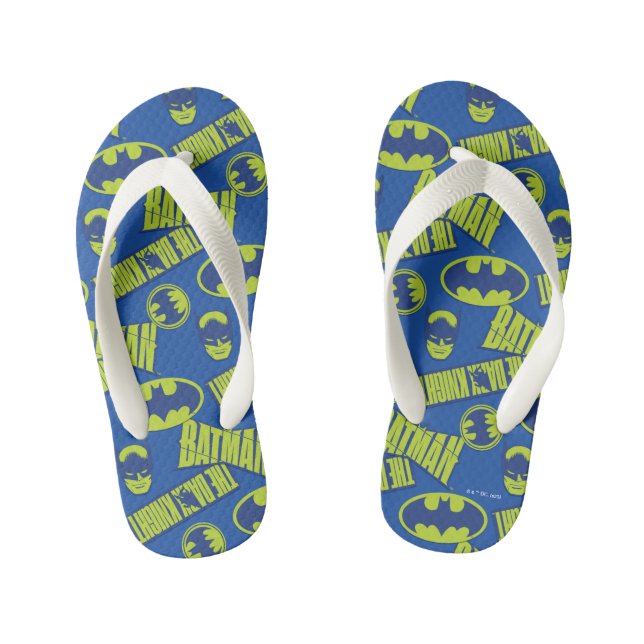 Electric Up Batman - The Dark Knight Pattern Kid's Flip Flops (Footbed)