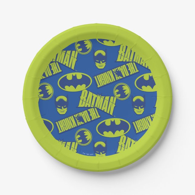 Electric Up Batman - The Dark Knight Pattern Paper Plates (Front)