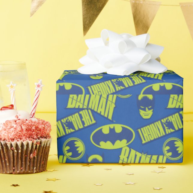 Electric Up Batman - The Dark Knight Pattern Wrapping Paper (Birthday Party)